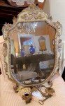 19th Century Venetian Mirror with 2 Sconces