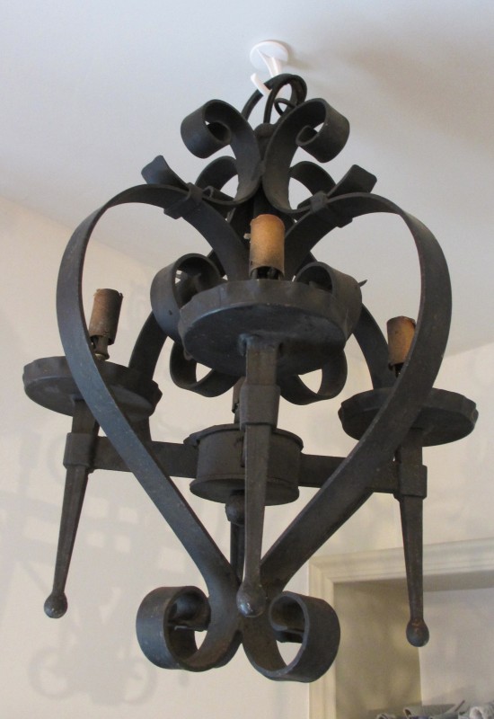 Pair 19th C Spanish Iron Chandeliers