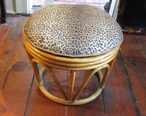 C1940s Rattan Foot Stool with Cushion