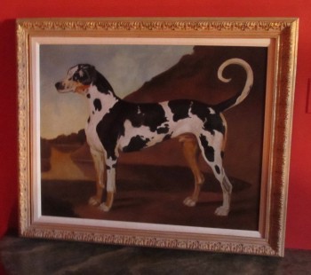 Portrait of Dog, Harlequin Great Dane, copy after 18th Century Painting, Bartsch Oil on Canvas