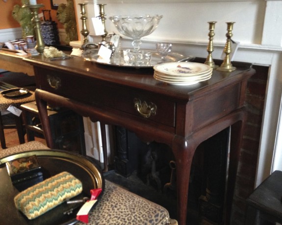 Queen Anne Style Mahogany Server, Side Table, Dark Wood, Antique - antique furniture at Bertolini and Co