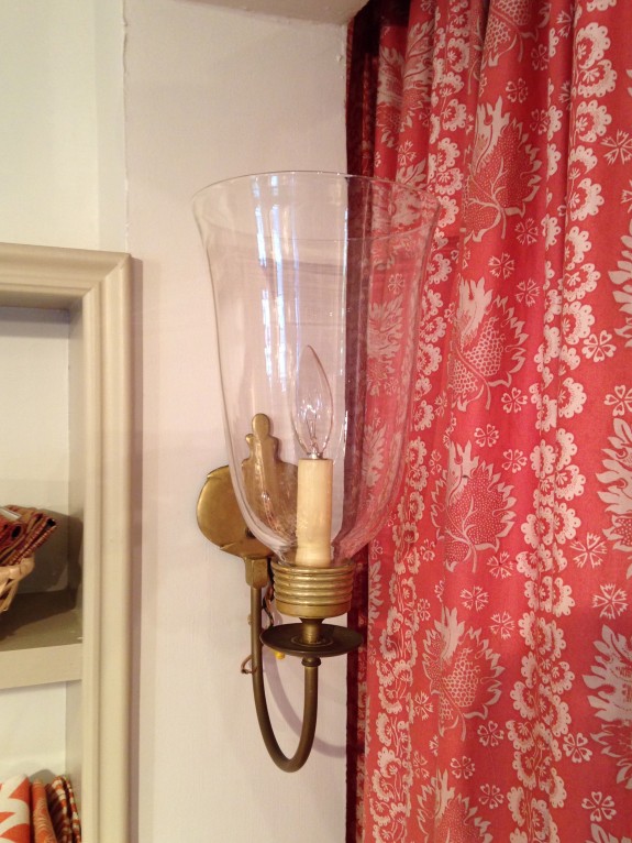 Set of 4 Brass Wall Sconces - Hand Blown Shades - vintage chandelier at Bertolini and Co