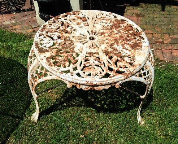 Victorian Circular Iron Table, c 1890 - outdoor furniture at Bertolini and Co